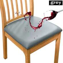 Funda de cojín de silla de PU impermeable para cocina, comedor, funda de asiento de cuero, funda de cojín de silla de comedor, color sólido - Café integral - Ver 9