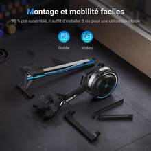 Rowing Machine With Air Resistance For Home, 10 Levels Adjustable With Exclusive App, Professional Indoor Rowing Machine, Ergonomic Comfortable Seat, Easy Storage - Black - View 7