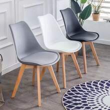 Gifts - Dining Chairs - Synk Basic Chair - White Black-Gray - Pack Of 4 Nordic Dining Chairs Kitchen Chairs With Upholstered Seat And Solid Beech Wood Legs (4CHAIR-001 89.9) - SILLA-4 PACK-gRIS - View 9