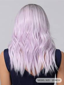 20英寸优雅渐变紫色波浪假发，女士齐肩中分卷发浅紫色波波头假发，外观自然，采用耐热合成纤维制成，适合日常佩戴、派对、角色扮演等场合。 - 漸層紫 - 查看 7