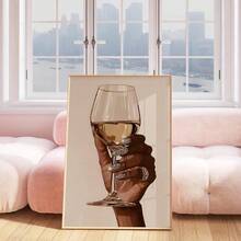 1 件，墙壁艺术，现代海报，手持优雅酒杯艺术魅力家居装饰时尚墙壁艺术墙壁艺术优雅现代家居装饰艺术，无框 - 彩色 - 查看 2