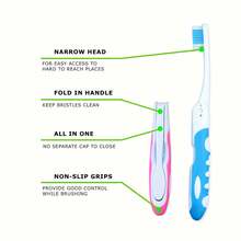5pcs Portable Foldable Soft Bristle Toothbrushes, Suitable For Travel, Camping And Hiking | Compact Design For Easy Storage - Multicolor - View 2