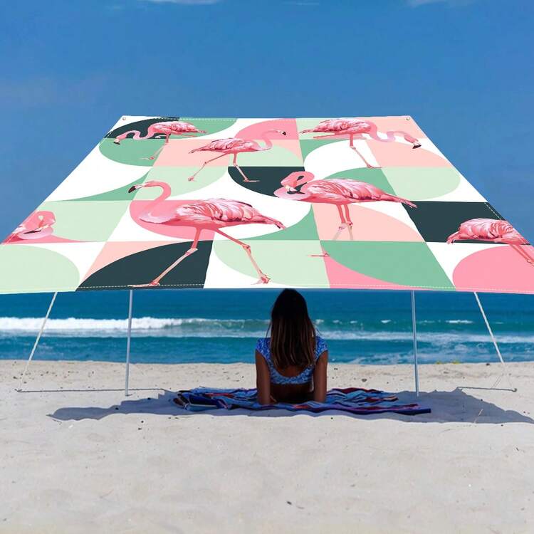 1 件热带植物与几何图案遮阳篷，轻盈舒适，热带度假风格，100% 涤纶，矩形，防水，防紫外线，适用于户外花园、露台、海滩、夏季，附赠尼龙绳 - 彩色 - 查看 20