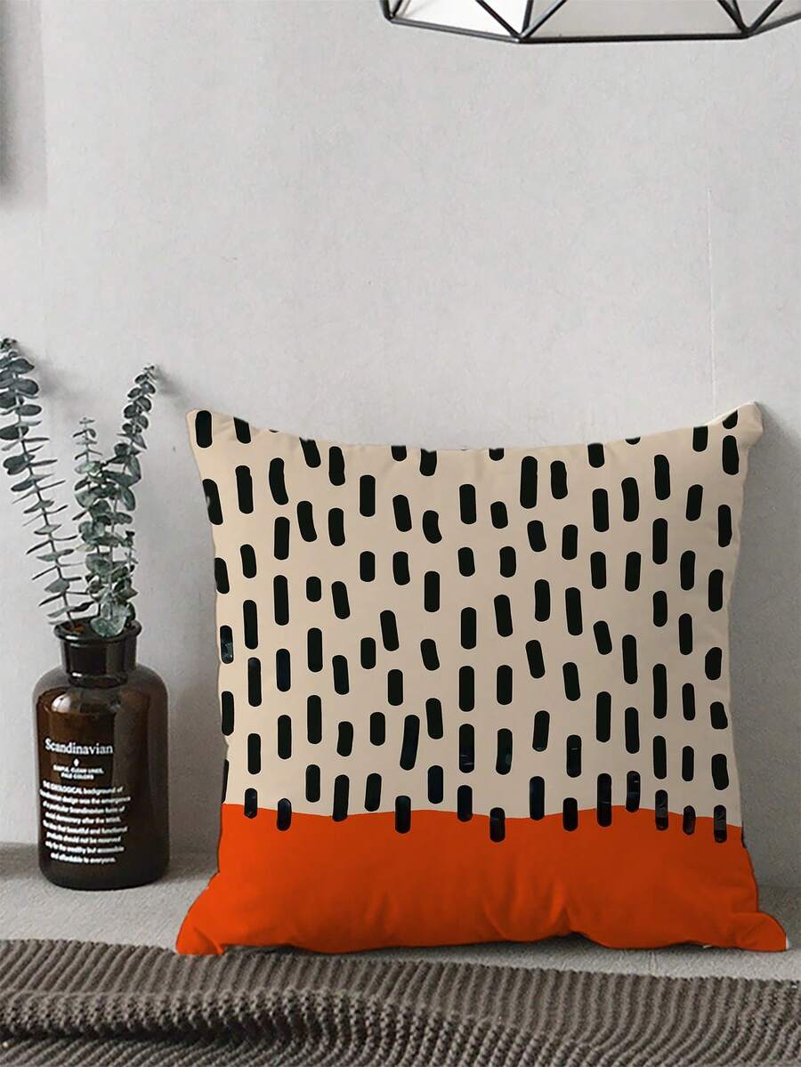 1pc Striped Print Pattern Pillow Cover - 17.7*17.7 Inches Soft Plush Pillow Sham, Single-Sided Print, Zipper Closure - Great For Sofa And Home Decor - No Embroidery (Pillow Insert Not Included)