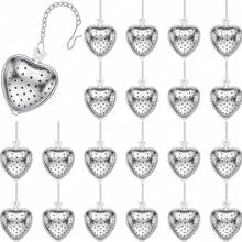 25 Pcs Tea Strainer Stainless Steel Tea Ball Infuser Loose Leaf Tea Steeper Tea Interval Diffuser Mesh Tea Filters With Extended Chain Hook For Seasonings Cup Bottle (Heart)