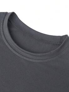 Tween Girl Casual Funny Print Round Neck Short Sleeve T-Shirt, Summer Top - Dark Grey - View 6