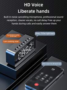 Reloj despertador digital de mesa con espejo LED, altavoz Bluetooth inalámbrico, amplificador de sonido estéreo para teléfono, decoración de habitación
