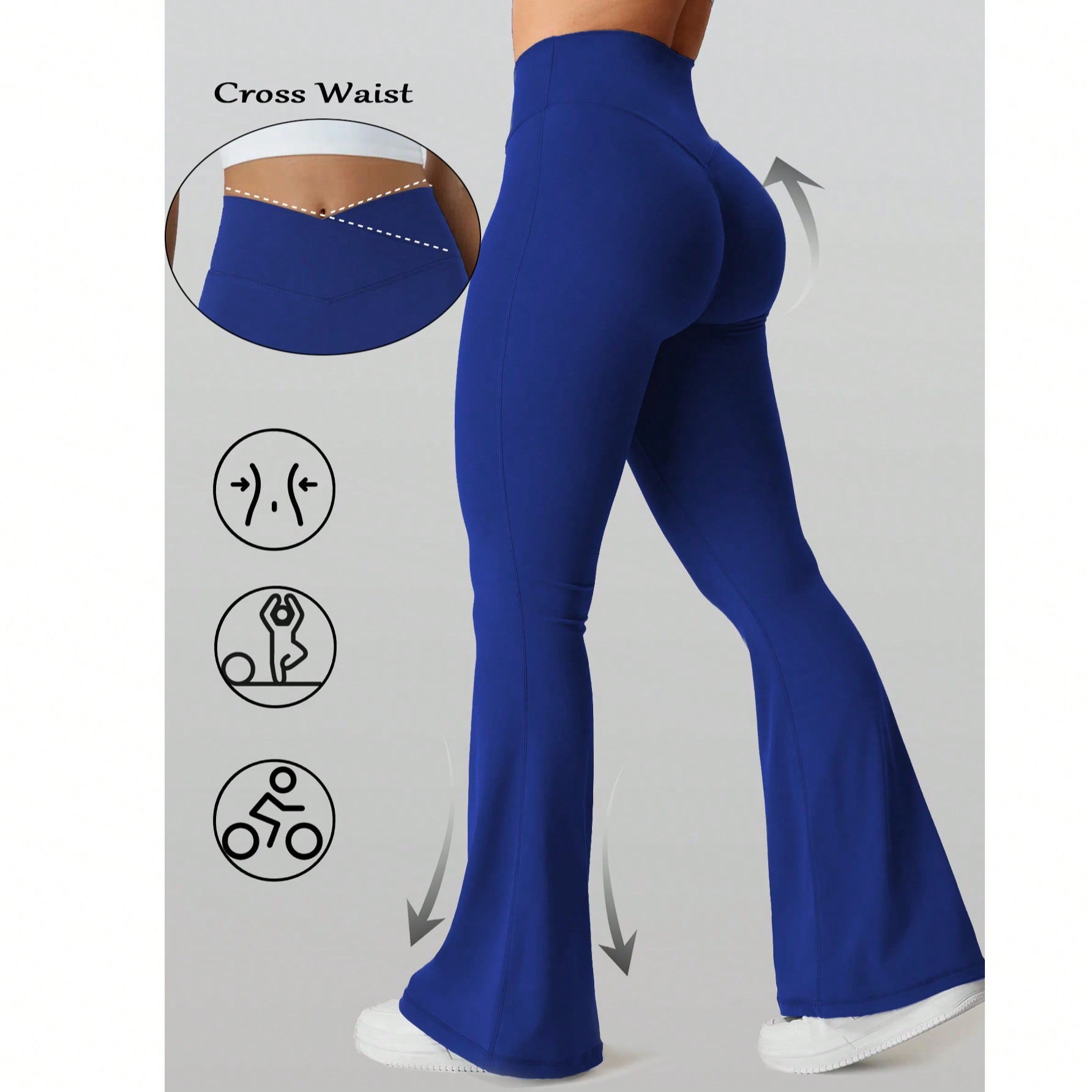 Leggings de yoga acampanados de cintura alta para mujer, pantalones deportivos con diseño cruzado que realzan la cadera, leggings atléticos para gim