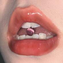 1pc Cat Eye Titanium Steel Dangle Tongue Piercing Jewelry, Unique Tongue Ring - Multicolor - View 6