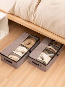 1pc/2pcs Transparent Divider Shoe Box Organizer For Underbed Storage, Dustproof And Space-Saving Shoe Storage Bin For Boots And Sneakers, Clear Lightweight Case With Removable Divider, Ideal For Dorm Rooms, Small Apartments, And Wardrobes; Keeps Footwear Dust-Free, Easily Stackable, Perfect For Seasonal Closets And Spring/Summer Rotations, Maximizes Closet Space, Quick Access And Neat Display - Grey - View 2