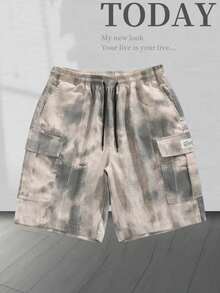 Men's Casual Tie-Dye Lightweight Breathable Outdoor Cargo Shorts - Khaki - View 2