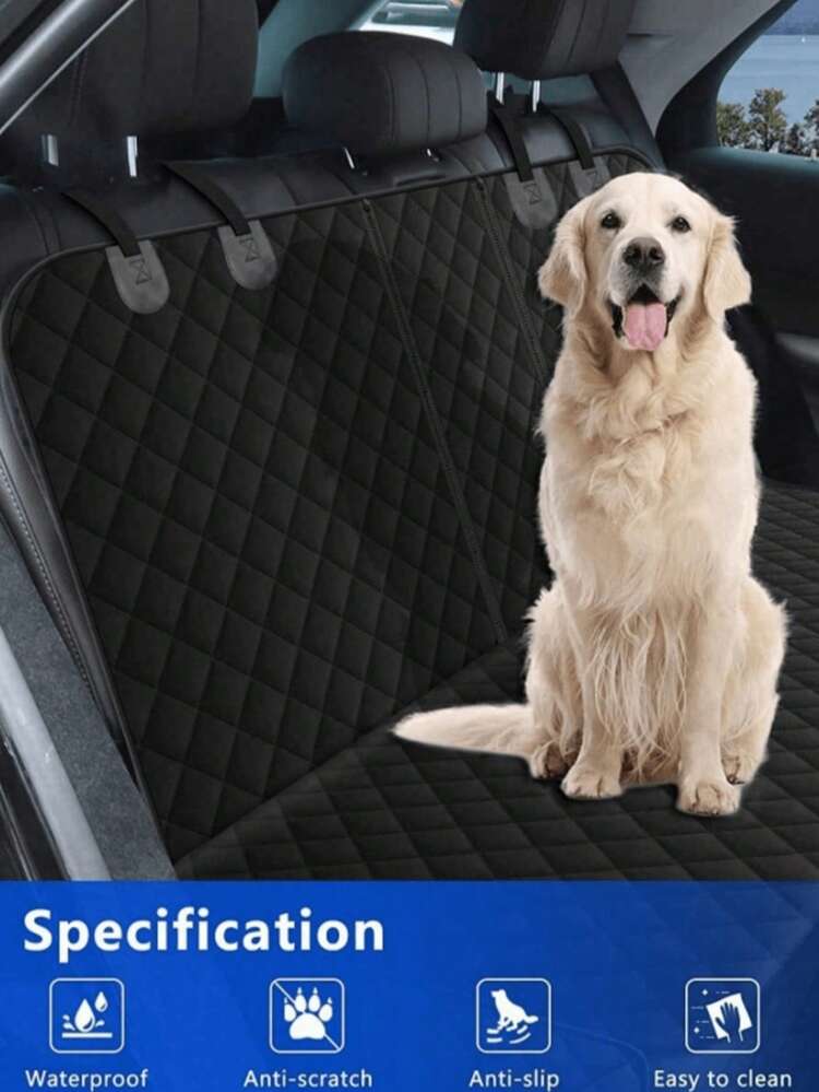 Cubierta protectora impermeable universal para asiento de mascota para la parte trasera del automóvil, cubierta antideslizante para asiento trasero para sedán, van, SUV - Negro - Añade 3