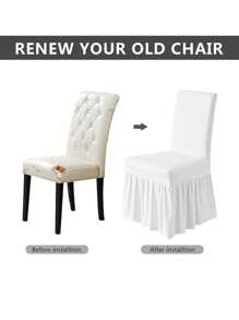 1/2/4件装纯色牛奶丝长裙式椅套，全覆盖防滑耐用可水洗高弹力，易于安装，通用家具保护套，适用于派对、婚礼、宴会、活动、餐饮、庆典等场合。