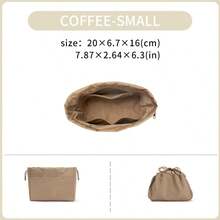 Coffee, More Soft, Suitable For Bucket Bag, The Inner Bag, The Mini Bag, The Middle Bag, The Storage Lining Bag, The Double Drawstring Nylon Waterproof Bag, Large Capacity Accessories For Bags, Picotin 15/18/22 Bag Insert, Bags Organizer, Purse Organizer Insert, Lightweight And Soft Touch Bag-In-Bag
