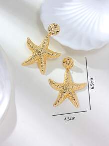 1 Pair Gothic Punk Exaggerated Starfish Design Earrings, Charming Ocean Themed Jewelry Suitable For Beach Travel, Casual Gatherings, Gifts For Friends