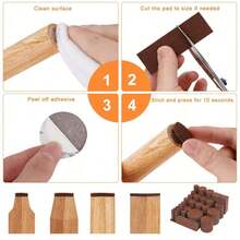 104/300pcs Premium Felt Furniture Pads Set - Non-Slip Heavy Duty Protection Chair Pads For Hardwood And Laminate Floors, Multi-Purpose Self-Adhesive Chair Leg Floor Protectors For Tables, Chairs And Appliances,Noise Reduction Without Scratches,Suitable For Kitchen, Living Room,Cafe(Brown,Beige) - Multicolor - View 4