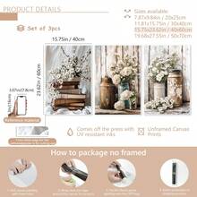 3 件/套无框帆布墙面艺术画花卉和书籍适用于家庭、客厅、咖啡店、办公室、墙面装饰艺术、豪华壁挂、海报、墙面艺术、房间装饰用品、现代、植物 - 彩色 - 查看 17