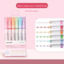 1 Stück / 3 Stücke / 6 Stücke / 8 Stücke / 12 Stücke geschwungener und wellenförmiger Designmarkerstift, Spitzenstifte, wellenförmige Blumenhighlighter, DIY Umrissgeschwungene Stifte, geeignet für Handbücher und Zeichnungen, sowie Stifte für Jugendliche und Erwachsene, Lernspielzeug für Büro, Zeichnen, Marker, Schreibwaren, Jungen, Mädchen, Strumpfstopfer, Markerstifte, Spielzeug, Schreibwaren
