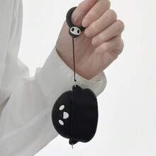 Cute Mysterious Black & White 3D Ghost Silicone Earphone Case + Lanyard Strap Compatible With Apple Pro 2/Pro/4/3/2 Case, Fashion & Simplistic For Women - Black - View 4