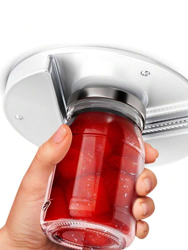 1pc Under Cabinet Can Opener - For Elderly With Weak Hands And Arthritis - Heavy Duty, Easily Twist Open Any Size Lid - Easy To Use Kitchen Can And Bottle Opener (With 1 Non-Slip Pad)