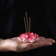 1pc Ceramic Lotus Flower Incense Burner, Incense Holder, Floral Aroma Diffuser, Spiritual Relaxation Home Decor, Suitable For Home, Office, Bedroom, Living Room, Multiple Colors Available - Lotus Incense Holder - View 4