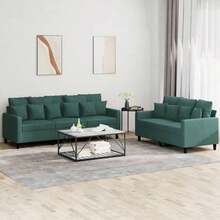 vidaXL 2-teiliges Sofa-Set mit Kissen, dunkelgrüner Samtbezug  Wohnzimmer-Schlafsofa, Heimkino-Sofa, Büro-Sofa