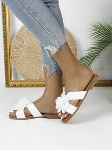 Fashion Hollow Floral Decor Flat Sandals