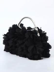 Women Evening Bag For Women And Brides Elegant Kiss Lock Clutch With Floral Decor Quiet Luxury Wedding, Prom, Party And Banquet Accessories  Mother's Best Gift - 黑色 - 查看 5