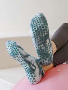 1 双短款瑜伽袜，扎染瑜伽普拉提袜，女士防滑运动袜，毛圈隐形瑜伽袜，四季健身踝袜 - 彩色 - 查看 10