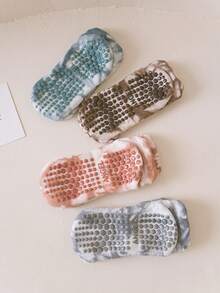 1 双短款瑜伽袜，扎染瑜伽普拉提袜，女士防滑运动袜，毛圈隐形瑜伽袜，四季健身踝袜 - 彩色 - 查看 6