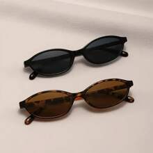 1 par de gafas de forma ovalada pequeñas y a la moda con diseño personalizado y multifuncional, gafas retro para mujer para el verano, turismo, vacaciones, accesorios de playa