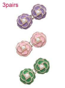 3 jeux de Superfect Camélia Resserrant de taille de pantalon, boutons fleurs, épingles et boucles ajustables sans couture, clips de pantalon détachables pour jupes et jeans