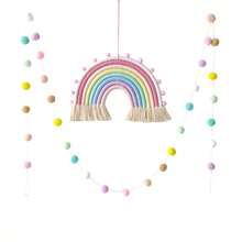 Handmade Colorful Rainbow Pom Pom Wreath Decor, Boho Woven Rainbow Wall Hanging Decor For Room, Nursery - Multicolor - View 15