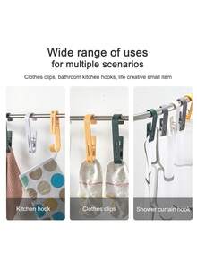 2pcs Large Laundry Clothes Clip Towel Clip, Multi-Purpose Clothes Clip Hook, Sturdy Plastic Clothes Hanger. The S Hook Is Suitable For Clothing Stores, Home Offices, Workshops, And Clothespins. Bathroom Hanging Clip, Storage Clip, Curtain Clip, Balcony Drying Clip. Bathroom Storage And Organization. - Multicolor - View 6