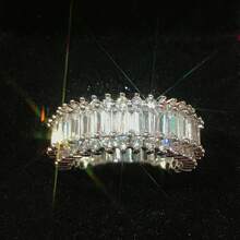 1pc Elegant Luxury Engagement Rings For Women Crystal Ring Birthday Bridal Dress-Up Female Festivals Jewlelry Gift