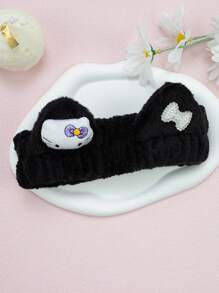 Sanrio 1pc Hello Kitty Kawaii Spa Headband - Soft Fluffy Hair Band For Women, Cute Makeup Headband For Skincare, Washing, Party & Shower (Sanrio Collection) Turban Headband Sweatband