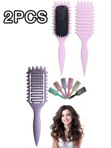 2025 最新款野猪鬃毛卷发造型梳，男女适用 - 顺发、定型、防毛躁，符合人体工学设计，方便携带，适用于沙龙/家居/美容必需品