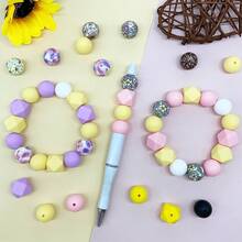 38pcs Silicone Bead Set, Assorted Shapes & Colors, DIY Craft Supply For Keychains, Bracelets, Phone Charms, Necklace Jewelry Making Accessories - Silicone Beads and Hexagonal Series - View 8