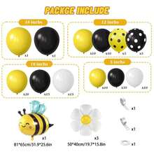119pcs Bee Balloon Arch & Wreath Set, Includes Yellow, Black, White Printed Latex Balloons And Bee & Daisy Foil Balloons, Multiple Sizes Available, Perfect For Bee-Themed Birthday Party, Gender Reveal Party, Baby Shower, Wedding Decoration (Note: Balloons And Backdrop Cloth Sold Separately) - Multicolor - View 3