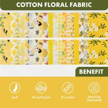 40pcs Yellow Floral Cotton Fabric Patchwork Roll 2.5x19.69 Inch Quilting Strips For DIY Crafts - Yellow - View 6