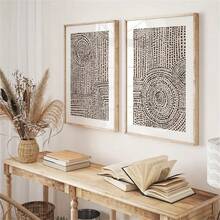 1/2 件米色和黑色抽象墙面艺术装饰海报现代简约波西米亚大地色调帆布印刷时尚画作适用于客厅卧室家庭办公室宿舍装饰墙面背景设计画带框/无框 - 彩色 - 查看 2