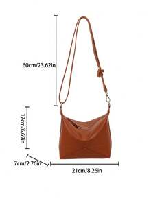 New Women Fashion Casual Shoulder Crossbody Bag, Minimalist Foldable Underarm Bag, Large Capacity Soft Surface Clutch Bag - Brown - View 5