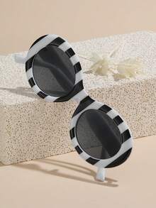 1pc Women's Fashion Oval Frame Zebra Pattern Full-Frame Fashion Glasses, Suitable For Outdoor, Holiday, Travel - Multicolor - View 3