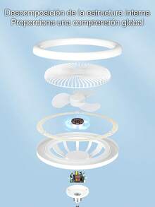 Rotatable LED Ceiling Fan Light For Home, E27 Screw Mouth, Three-Color Ceiling Fan Light For Living Room, Remote Control, 30W Bedroom Fan Light, - White - View 7