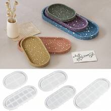 1pc Oval Tray Epoxy Resin Mold Storage Tray Silicone Mold Gypsum Cement Flower Pot Base Hand Tools - White - View 2