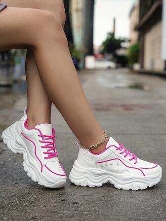 Spring New Breathable Casual Running Women Versatile Thick Sole Anti-Slip Soft Bottom Comfortable Sports Shoes