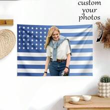 1件可定制个性化挂毯，可添加照片和文字，适用于生日、婚礼、万圣节、圣诞节、派对、父亲节/母亲节、家居装饰、卧室装饰、宿舍装饰和返校季。 - 彩色 - 查看 4