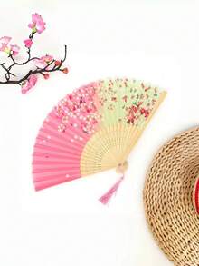 1pc Retro Style Handheld Fan, Chinese Hanfu Design, Summer Portable Folding Fan - A - View 9