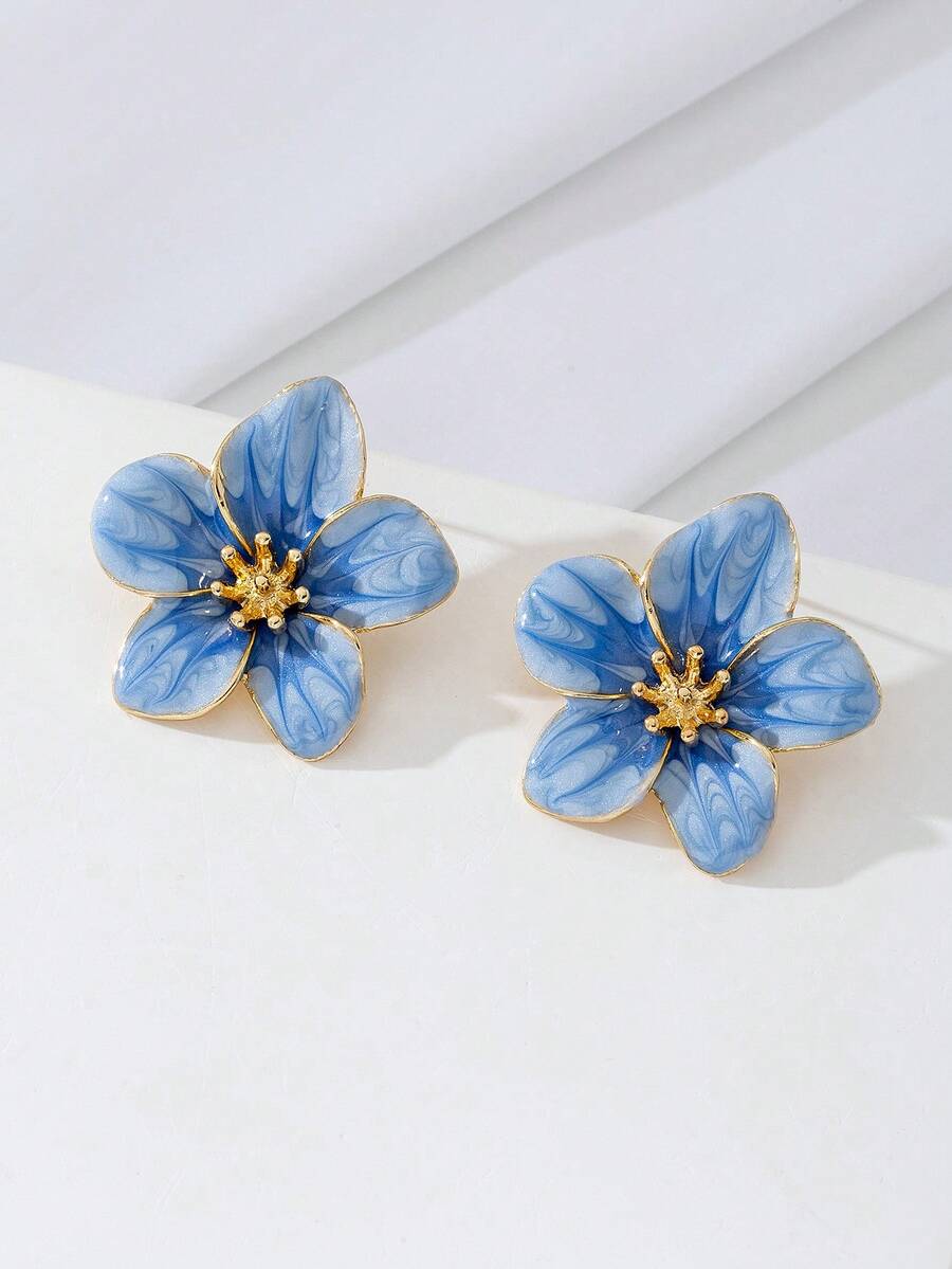 1 Pair Handcrafted Enamel Painted Dripping Oil Tulip Gold Earrings, Daily Wear Or Gifts For Birthday, Mother's Day, Girlfriend, Daughter - Yellow Gold - View 1