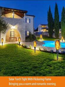 6 pezzi di luci da esterno, luci solari per esterno upgrade set da 6 pezzi, luci solari a torcia con fiamma tremolante, luci da giardino, luci da cortile, luci da prato, luci decorative da torcia per vialetti, giardino, patio